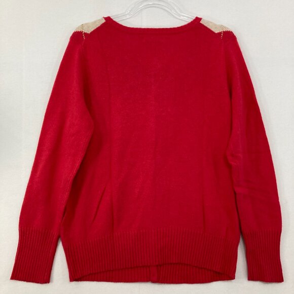 NWT Vintage Old Navy Large Red Gray Argyle Soft Knit Long Sleeve Cardigan Preppy - Picture 8 of 9